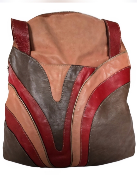 Vintage Handbags - Velez Colombian Leather Vintage Earthy Chevron Stripe Sling Bag Shoulder Purse